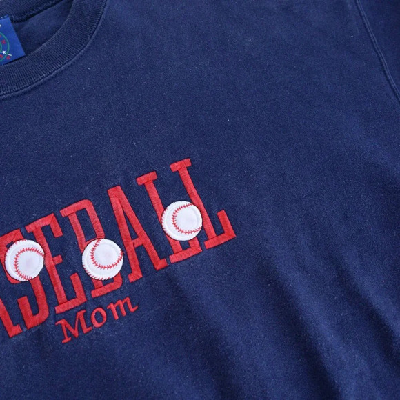 Vintage Horseman 913 Embroidered Baseball Mom Navy Crew Neck Sweater XL - Picture 9 of 11